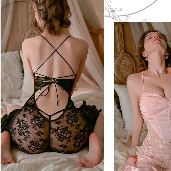 Babydoll lingerie dress with mesh design