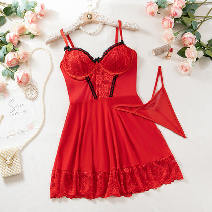 Floral design on babydoll lingerie set