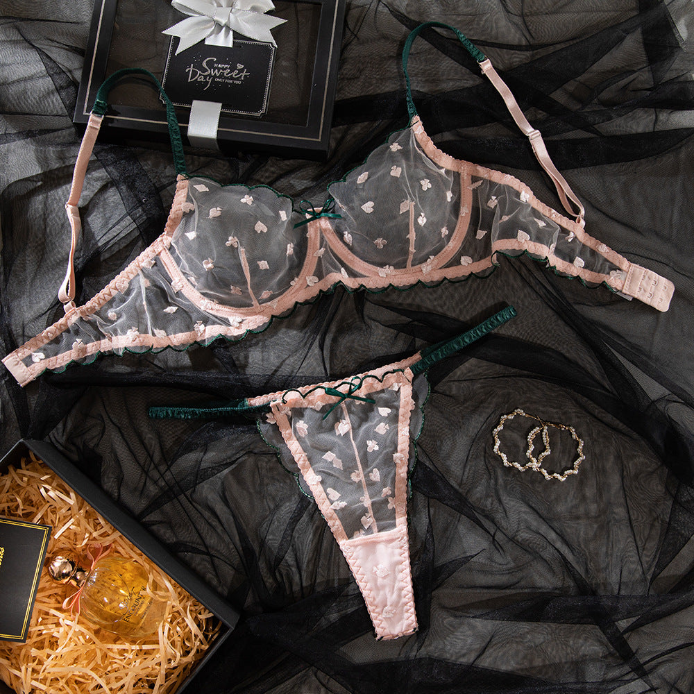 Pink sheer mesh lingerie set