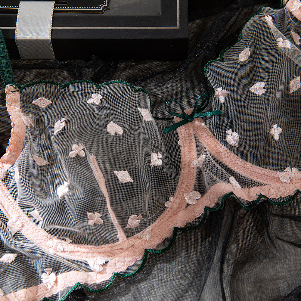 Sheer mesh design on lingerie set