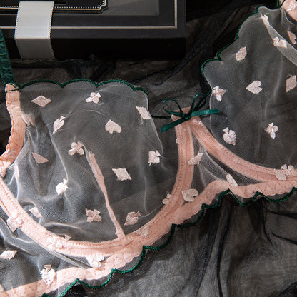 Sheer mesh design on lingerie set