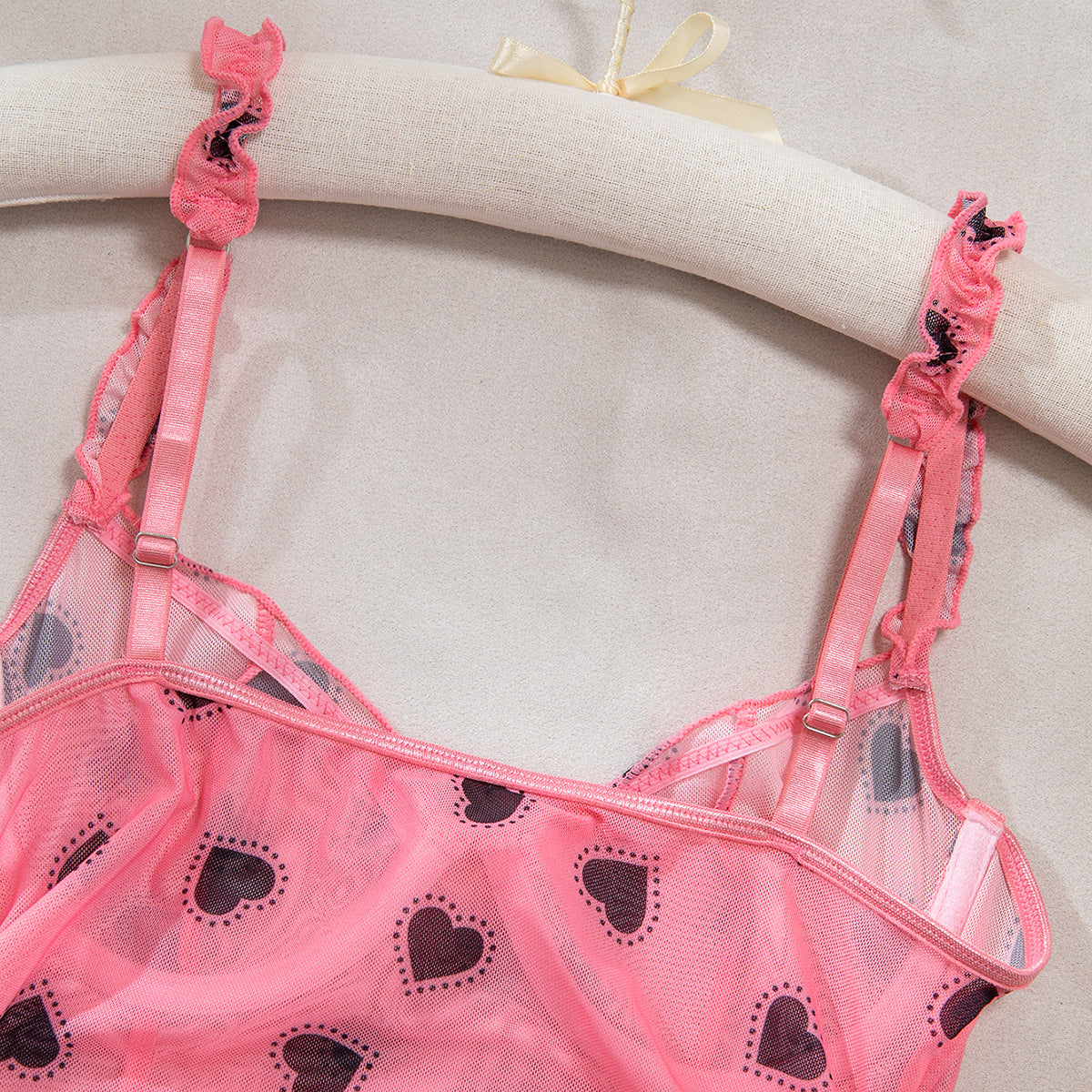 Pink lingerie nightdress with refined details
