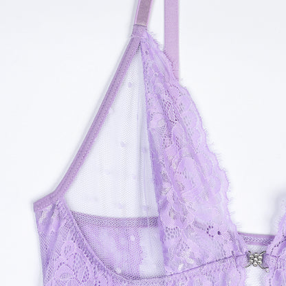 Retro Polka Dot Nightdress Sheer purple Babydoll