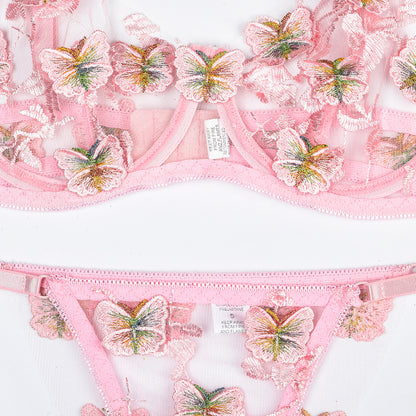 Sheer mesh detailed bra and panty set