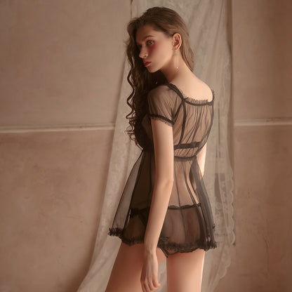 See through Nightdress Sexy Three-Piece Lingerie Set