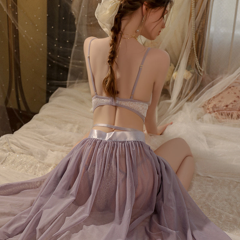 Lingerie dress featuring lace design details
