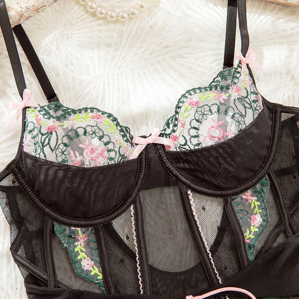 Lila Embroidered Cut-out Bodysuit | HuesLife