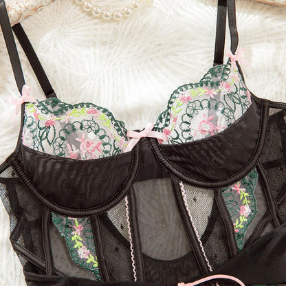 Lila Embroidered Cut-out Bodysuit | HuesLife