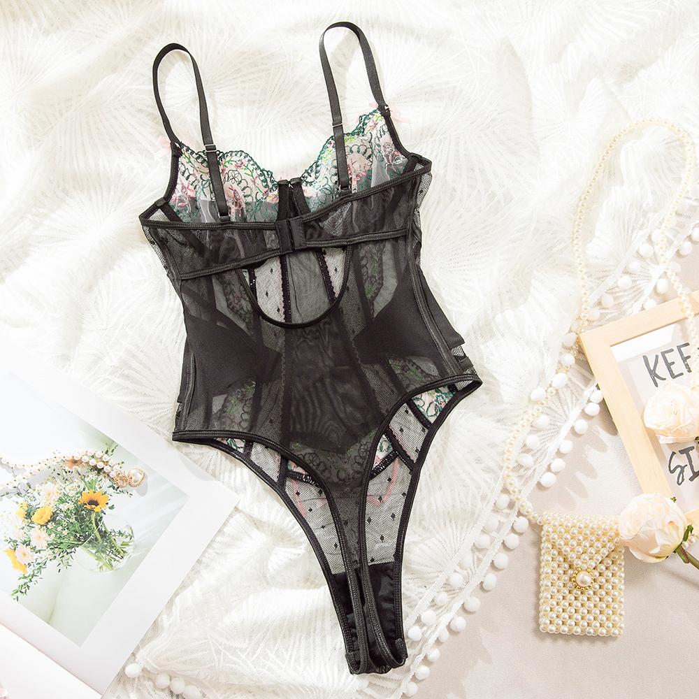Lila Embroidered Cut-out Bodysuit | HuesLife