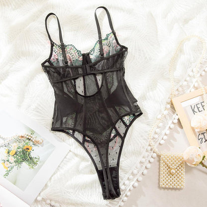 Lila Embroidered Cut-out Bodysuit | HuesLife