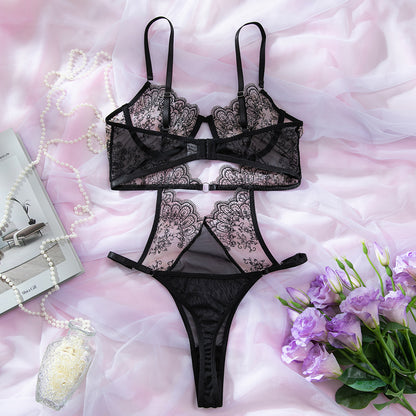 Sheer Lace Cut-Out Bodysuit – Sexy Strappy Lace Lingerie