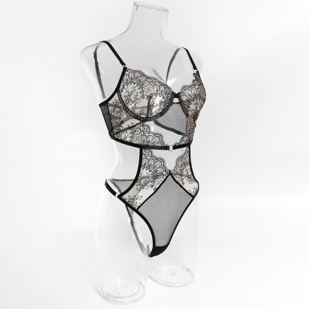 Sheer Lace Cut-Out Bodysuit – Sexy Strappy Lace Lingerie