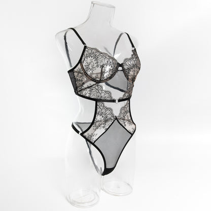 Sheer Lace Cut-Out Bodysuit – Sexy Strappy Lace Lingerie