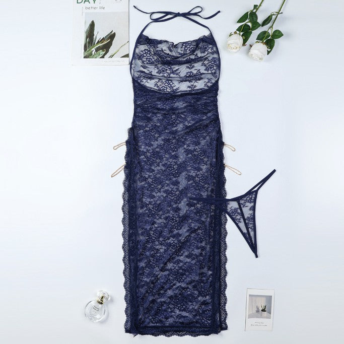 Lace accents on lingerie nightdress