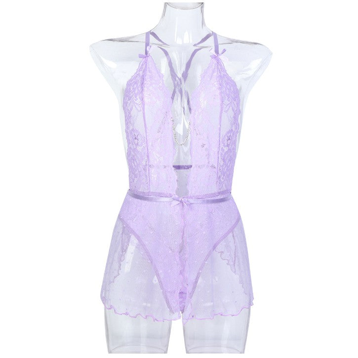 Babydoll lingerie with sheer mesh details