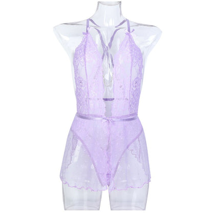 Babydoll lingerie with sheer mesh details