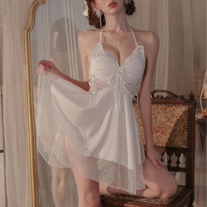 Sheer mesh babydoll lingerie dress design