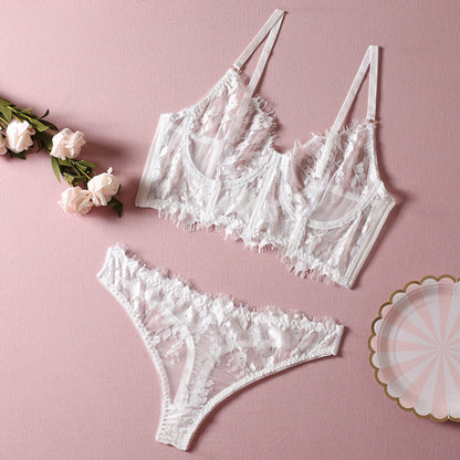 Floral accents on bra and panty set