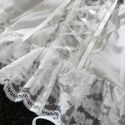 White bra and panty set featuring lace