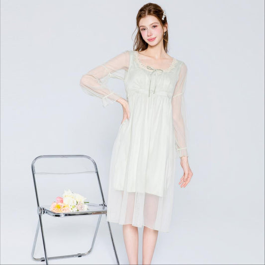 Apple green lace nightgown front view