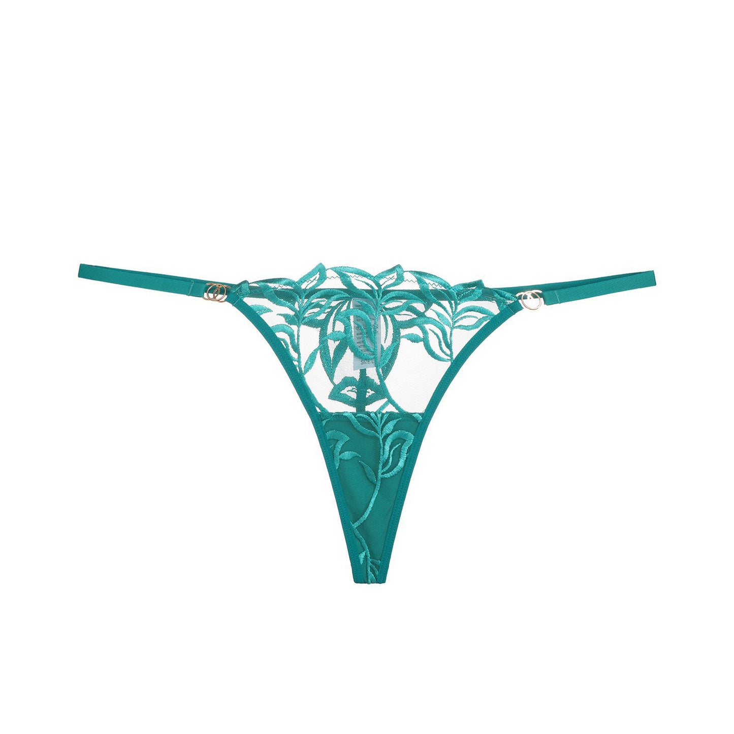 Lace Embroidered Leaf Pattern Thong