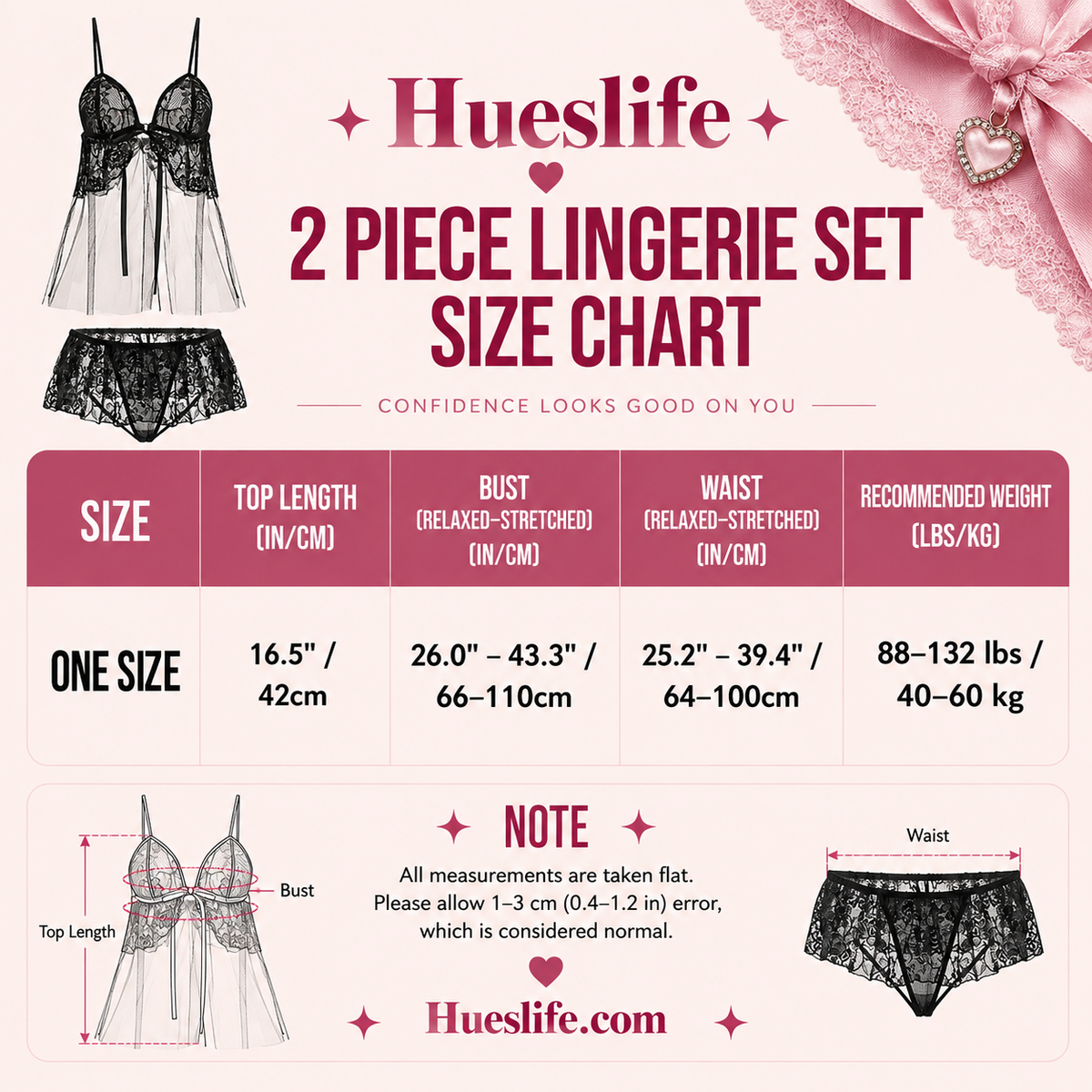 Babydoll lingerie size chart