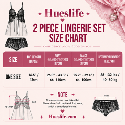 Babydoll lingerie size chart
