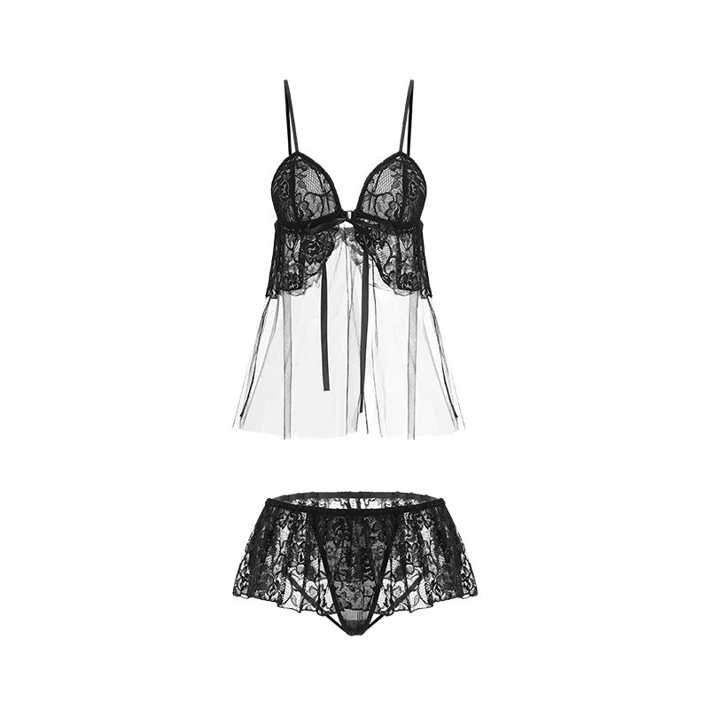 Black babydoll lingerie set design