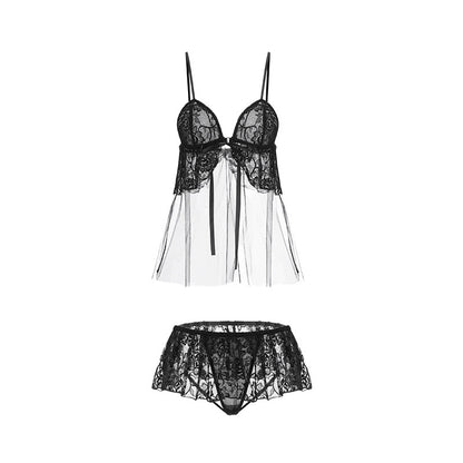 Black babydoll lingerie set design