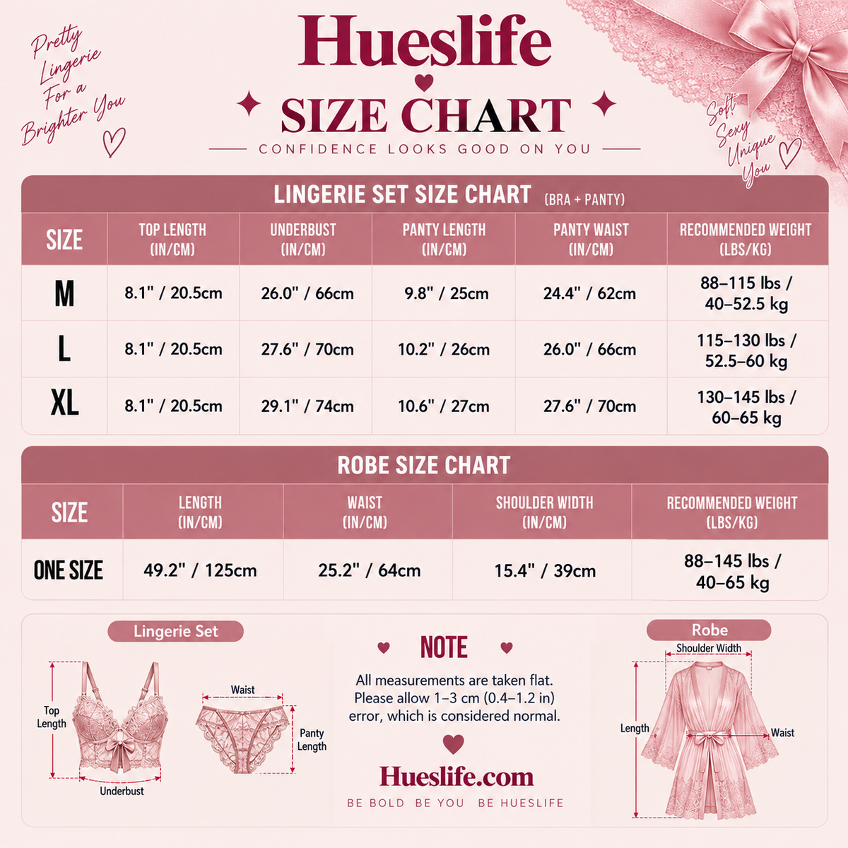 Black lace lingerie set and robe size chart