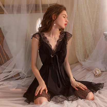 Sheer Babydoll Nightdress Deep V sleepwear