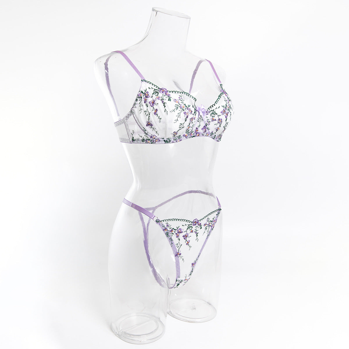 Lingerie set styled with embroidered
