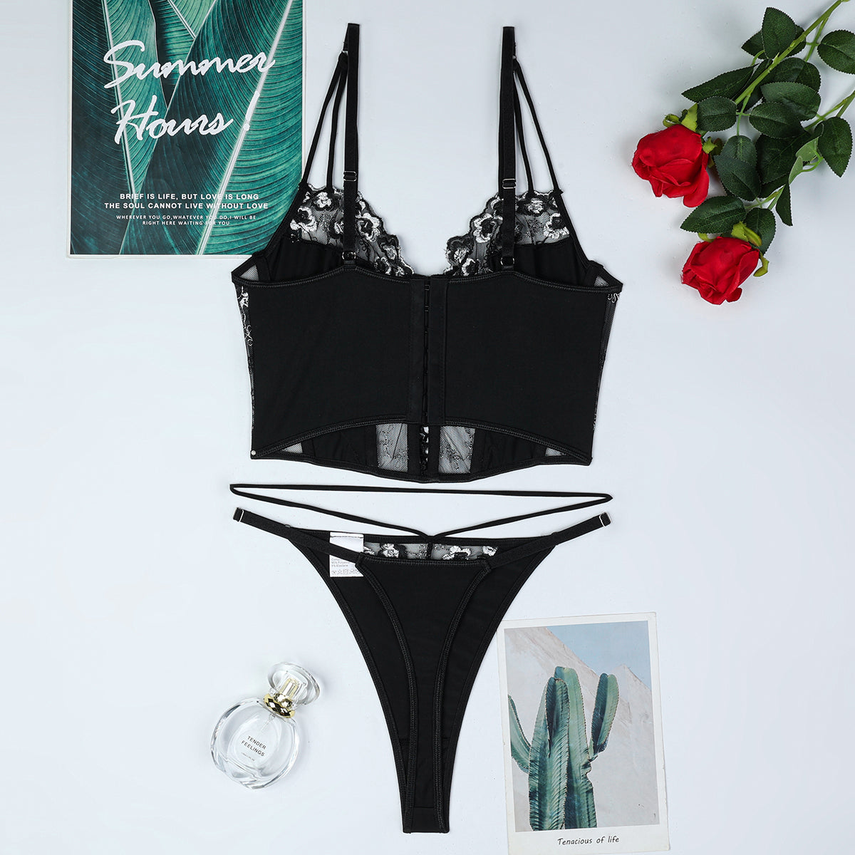 Black underwire bra and panty set