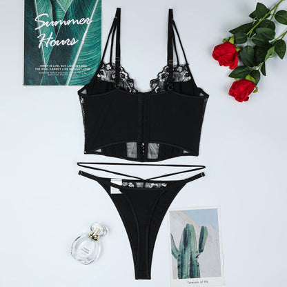 Black underwire bra and panty set