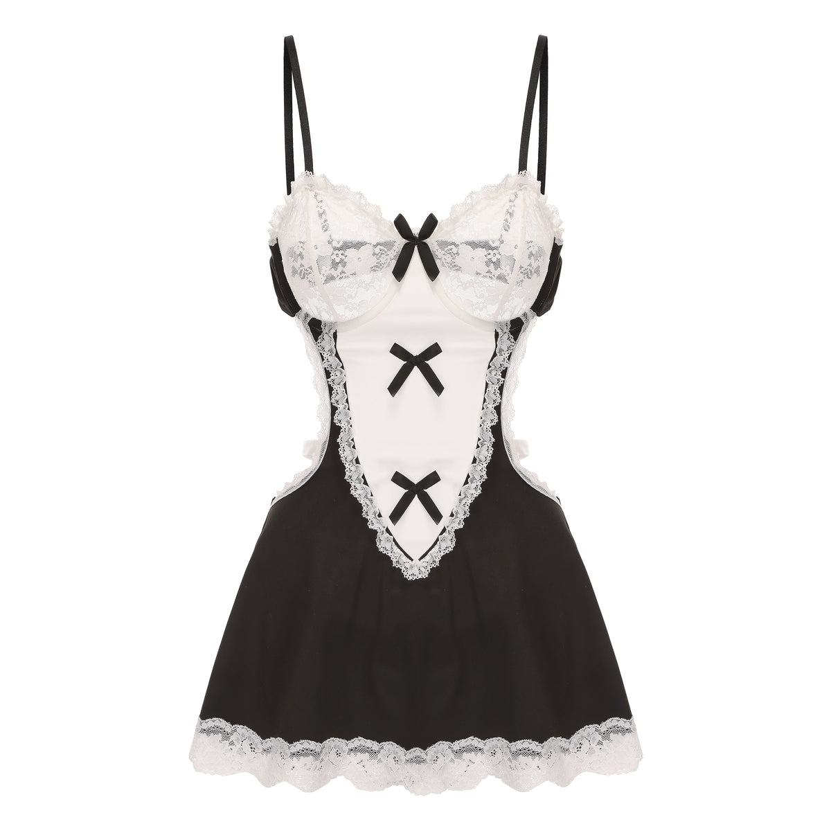 Sheer mesh maid lingerie for cosplay roleplay