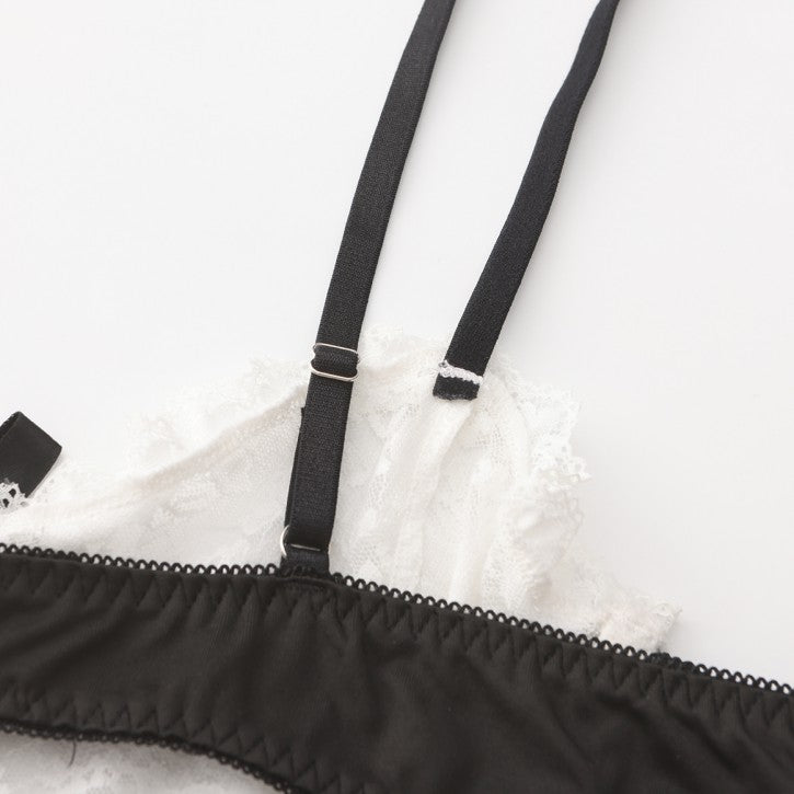 Sheer mesh details on maid roleplay costume dress