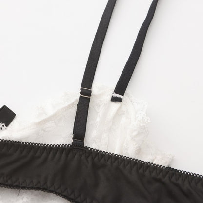 Sheer mesh details on maid roleplay costume dress