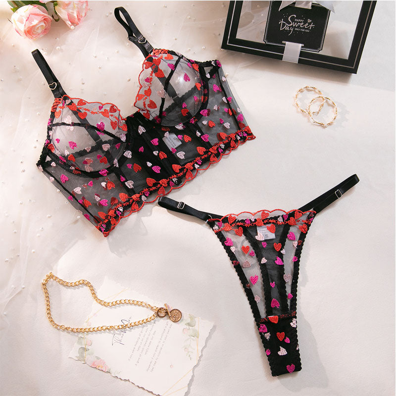 Lingerie set with sheer mesh design