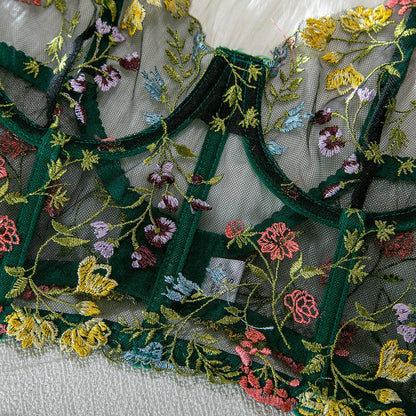 Floral detailed corset lingerie set