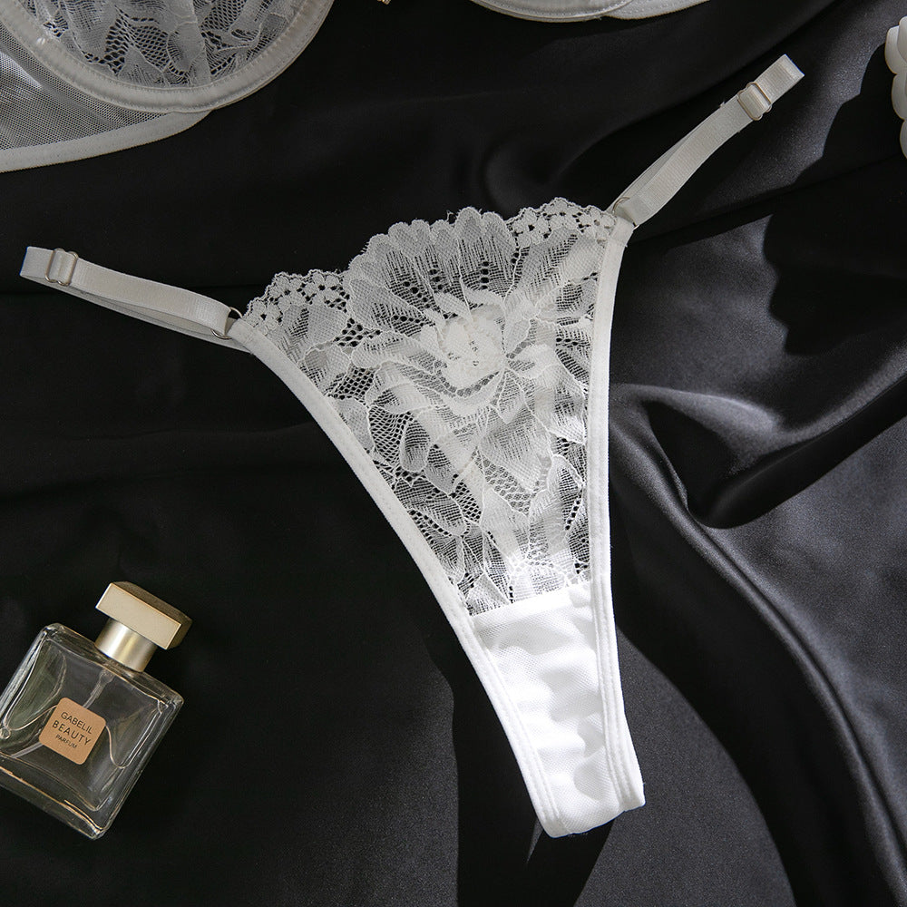 Lace design on lingerie set