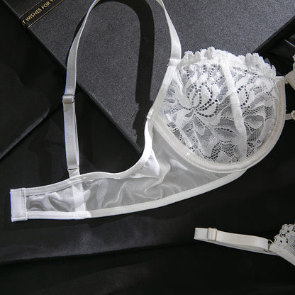 White lingerie set featuring underwire