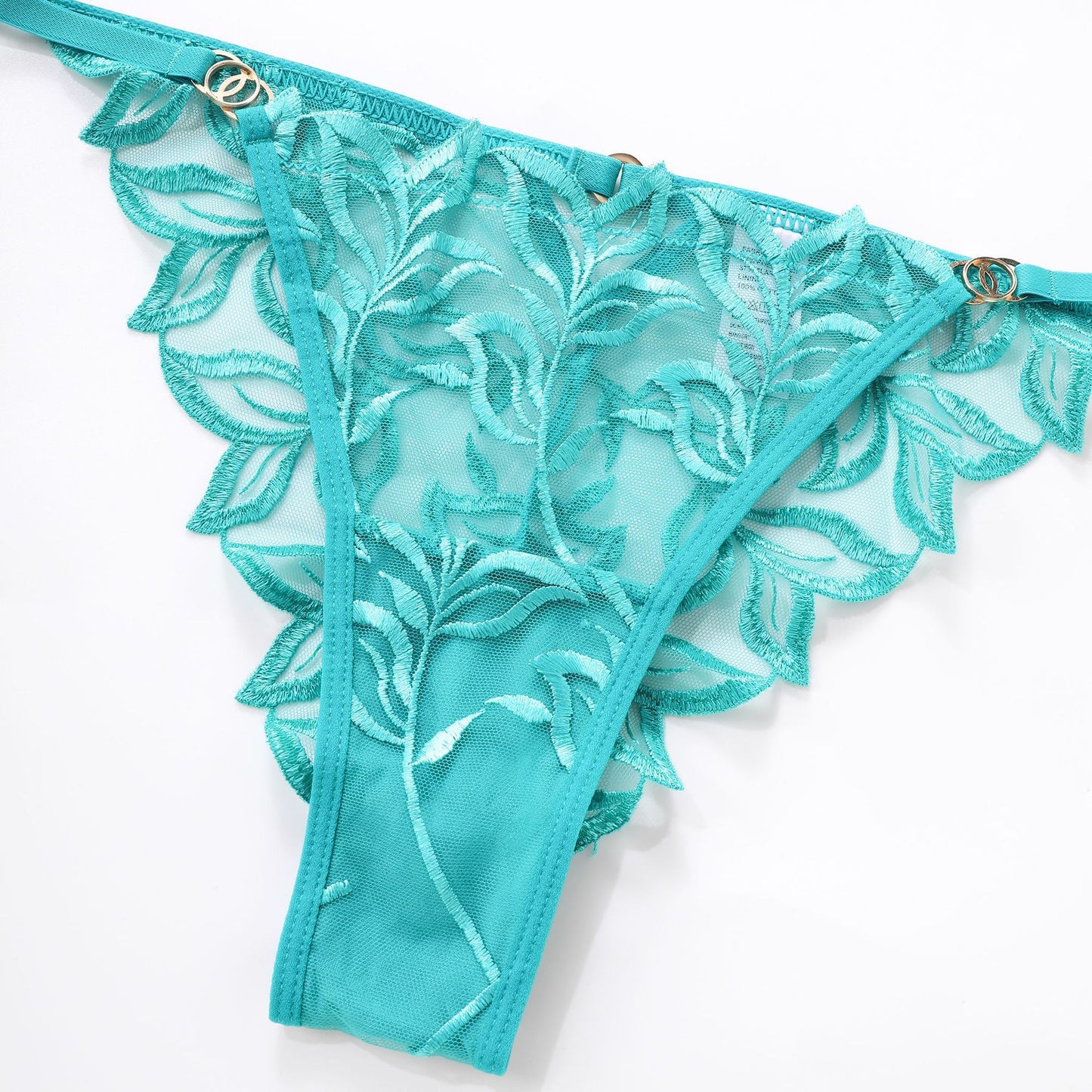 Lace Embroidered Leaf Pattern Thong