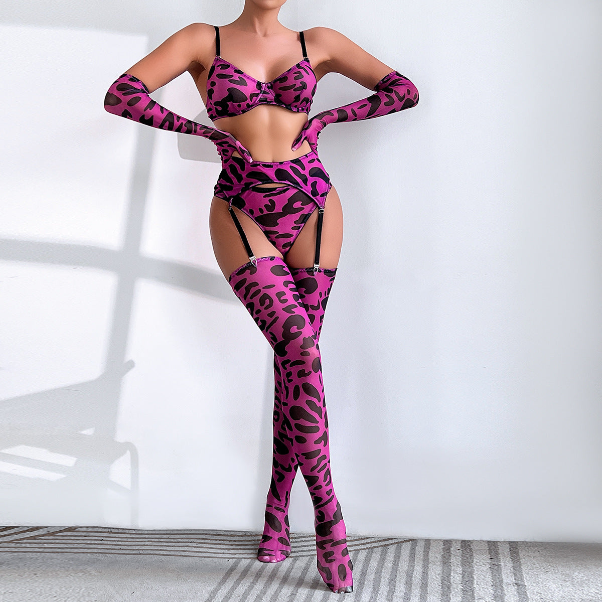 Detailed four-piece lingerie set design