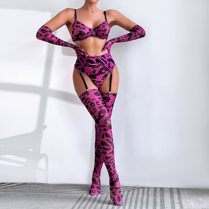 Detailed four-piece lingerie set design
