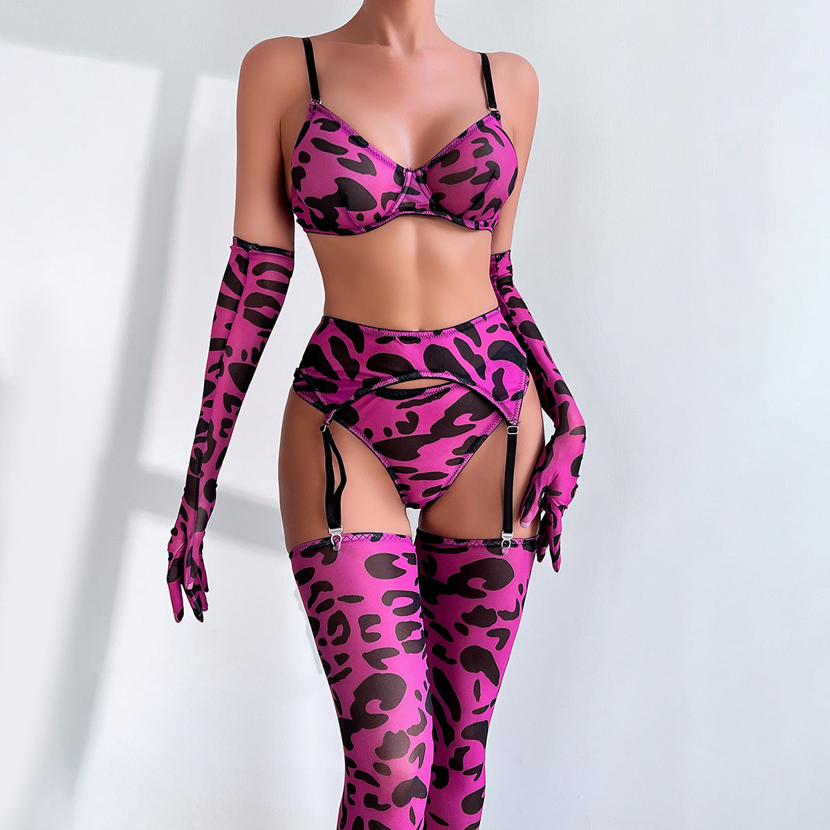 Four-piece lingerie set with refined design details