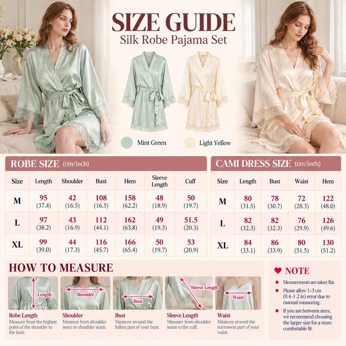 【Luxury 100% Silk 】19 Momme Mulberry Silk Nightgown & Robe Set with Lace - alternate view 3