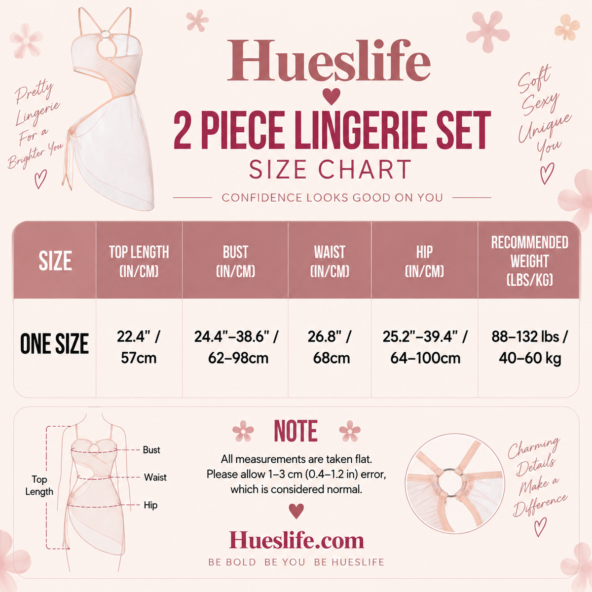 Lingerie dress size chart