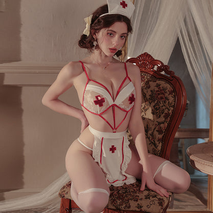 Nurse-inspired lingerie bodysuit with costume design