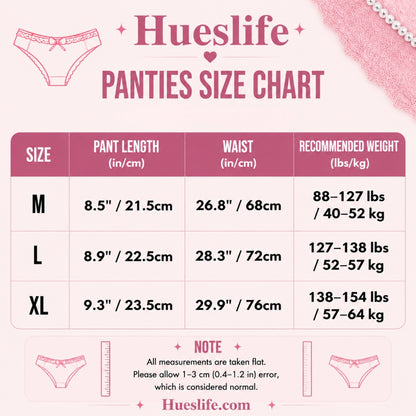 Size guide for Pearl Chain Strap Lace Panties