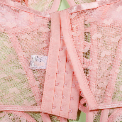 Corset lingerie set styled with lace